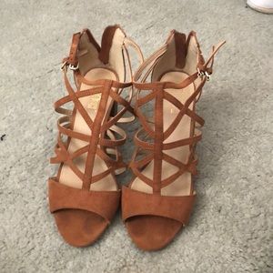 Cute brown open toed heels worn ONCE